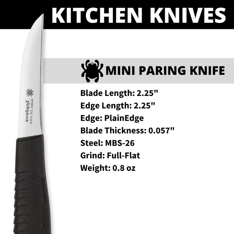 Spyderco Mini Paring Kitchen Knife with 2.25" Stainless Steel Blade with Durable Black Polypropylene Handle - PlainEdge - K09PBK - Image 3